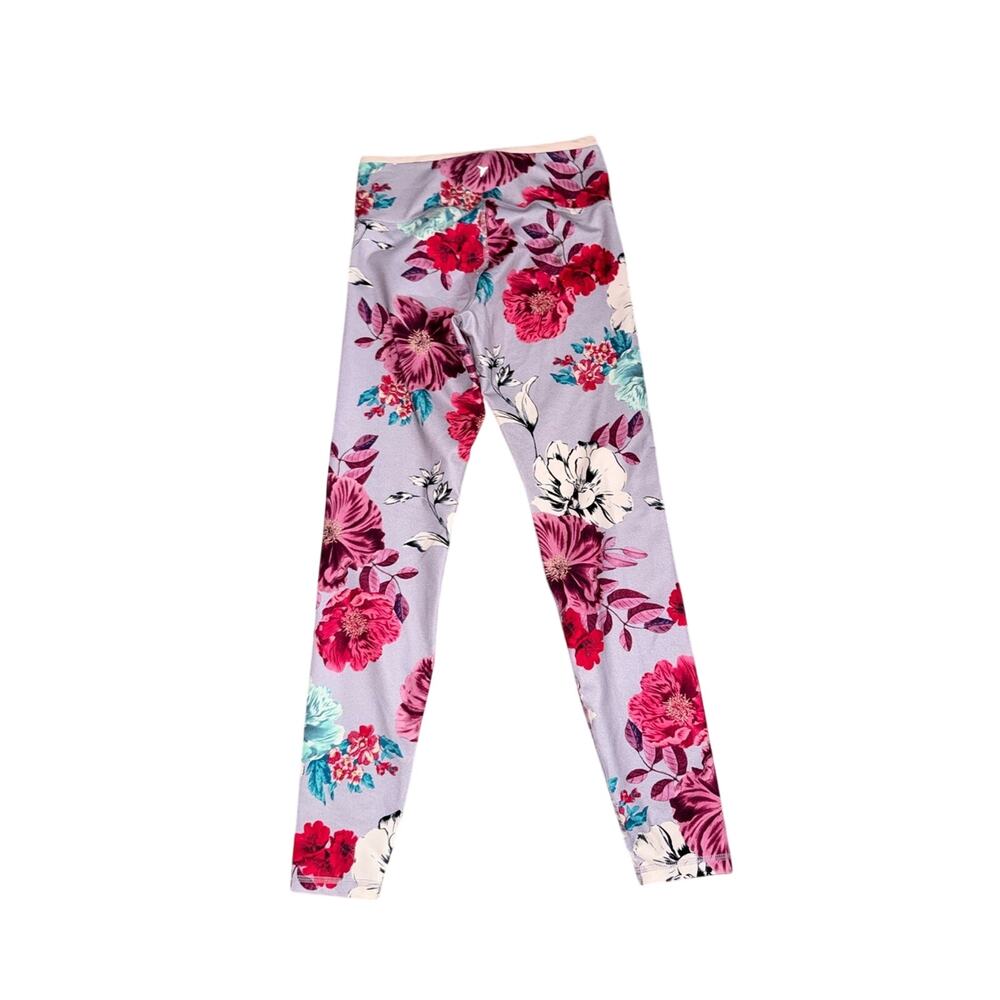 Old Navy Lavender PURPLE Pink FULL LENGTH LEGGINGS Floral Print HIGH WAIST SZ M
